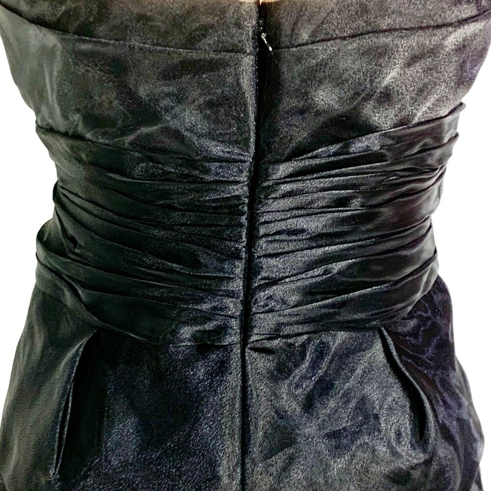 Max & Cleo Black Cocktail Dress Tiered Design Adjustable Size 8 Chiffon Organza - Picture 7 of 10